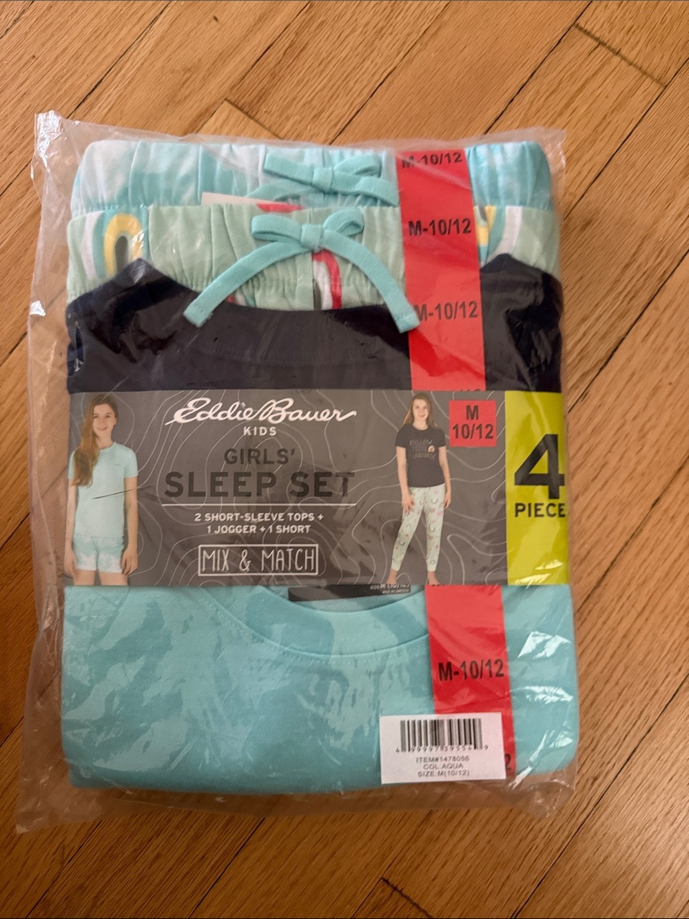Eddie Bauer Girls' Aqua & Black 4-Piece Sleep Set